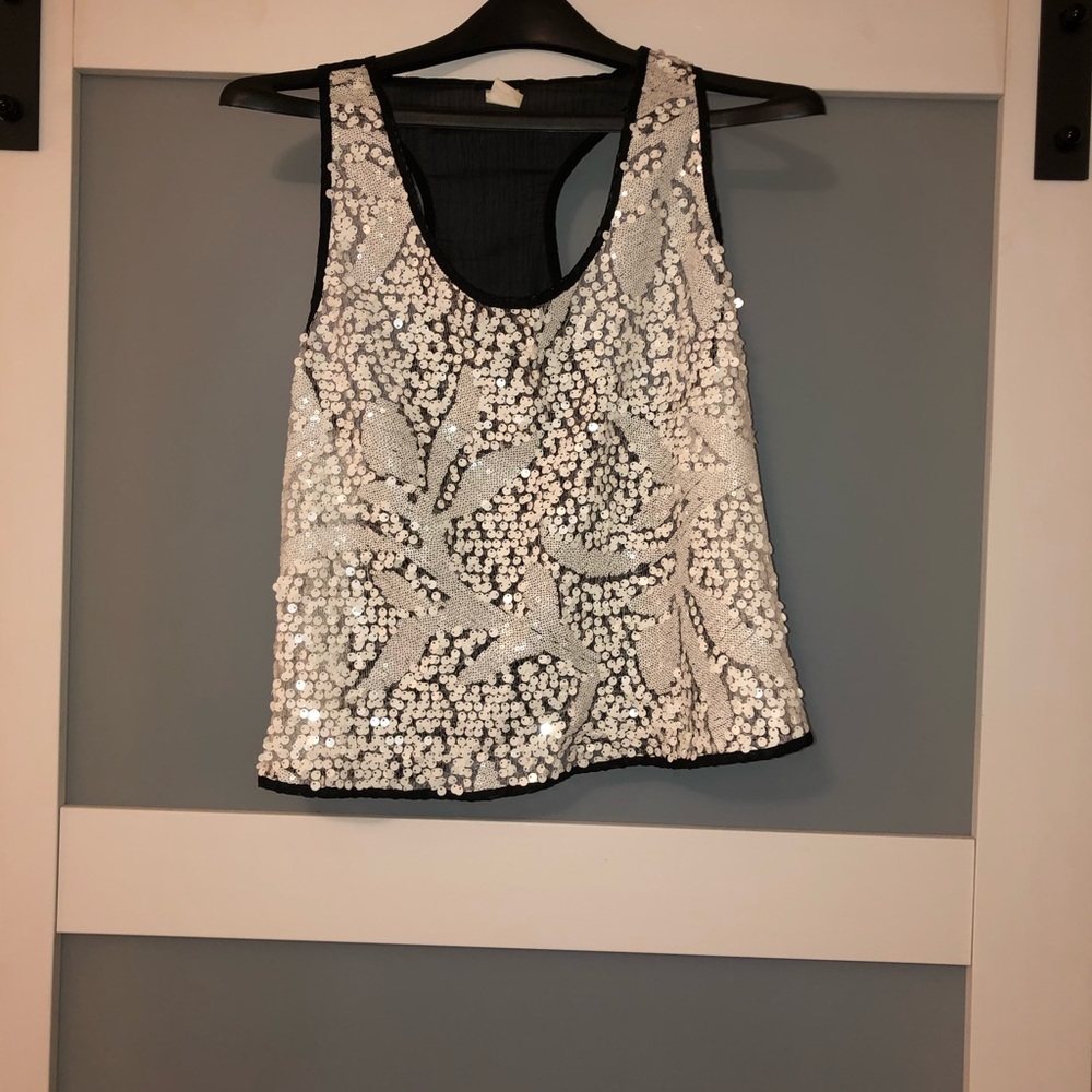 White transparent sequin top